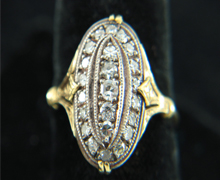 victorian diamond ring. Nobel Antique jewelry Store, Santa Monica. Made in America. Circa 1880s