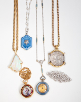 group of antique watch necklace jewelry, circa 1920s