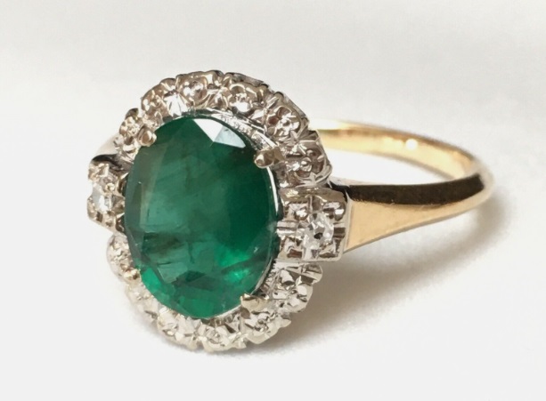 14K emerald ring. Nobel Antique jewelry Store, Santa Monica. Made in America.