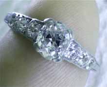 Antique platinum and Old Miner's cutdiamond ring, circa 1920s