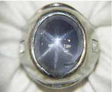 natural star sapphire and platinum ring, circa 1950s